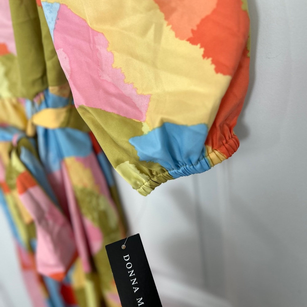 Absolutely stunning abstract printed shades of Donna Morgan's belted maxi Sz 4 - Picture 4 of 8